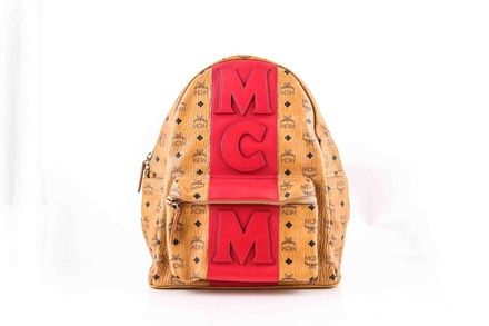 mcm backpack with red stripe