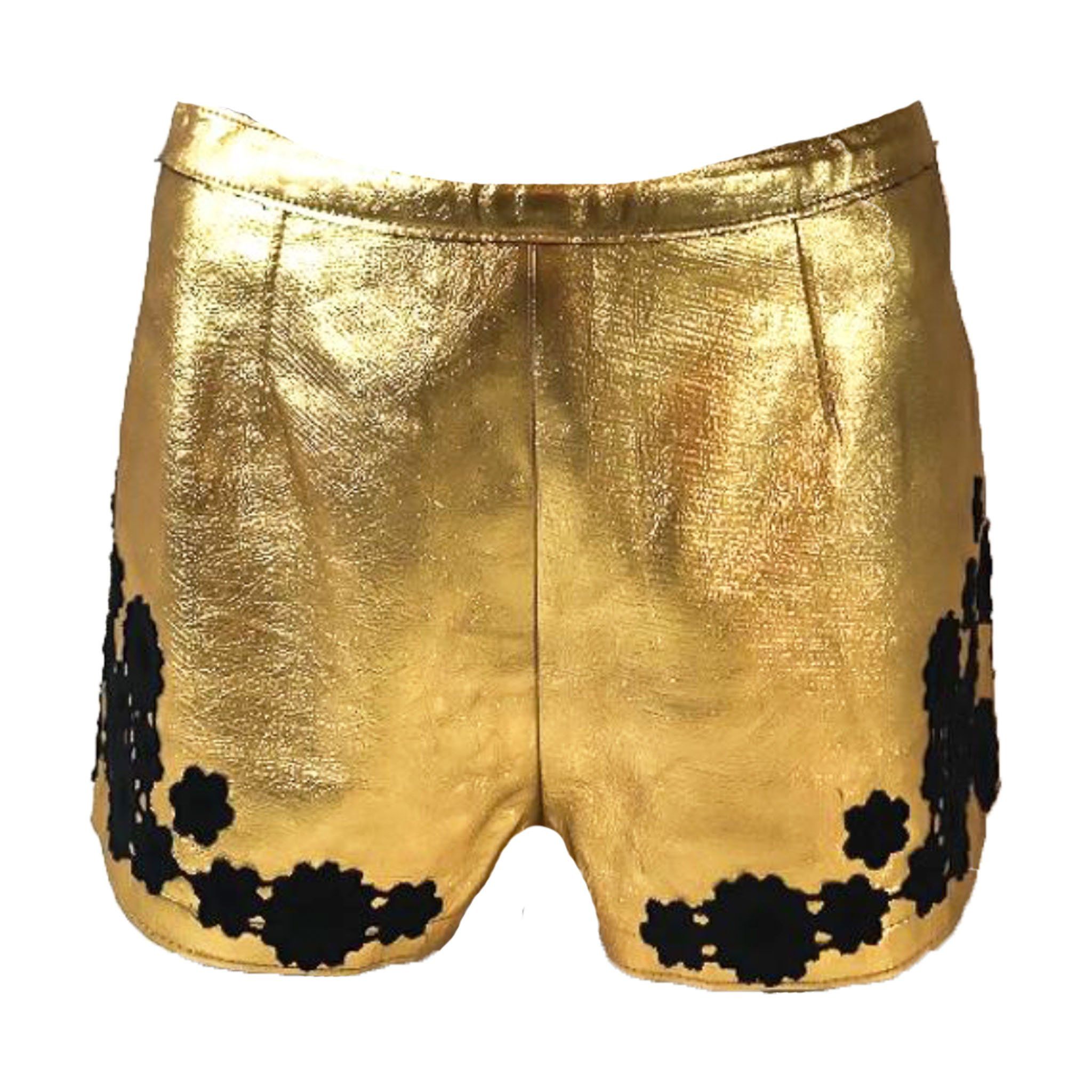 MARC JACOBS Gold \u0026 Black Leather Shorts 
