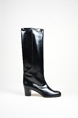 VINTAGE Delman Black Leather Knee High 