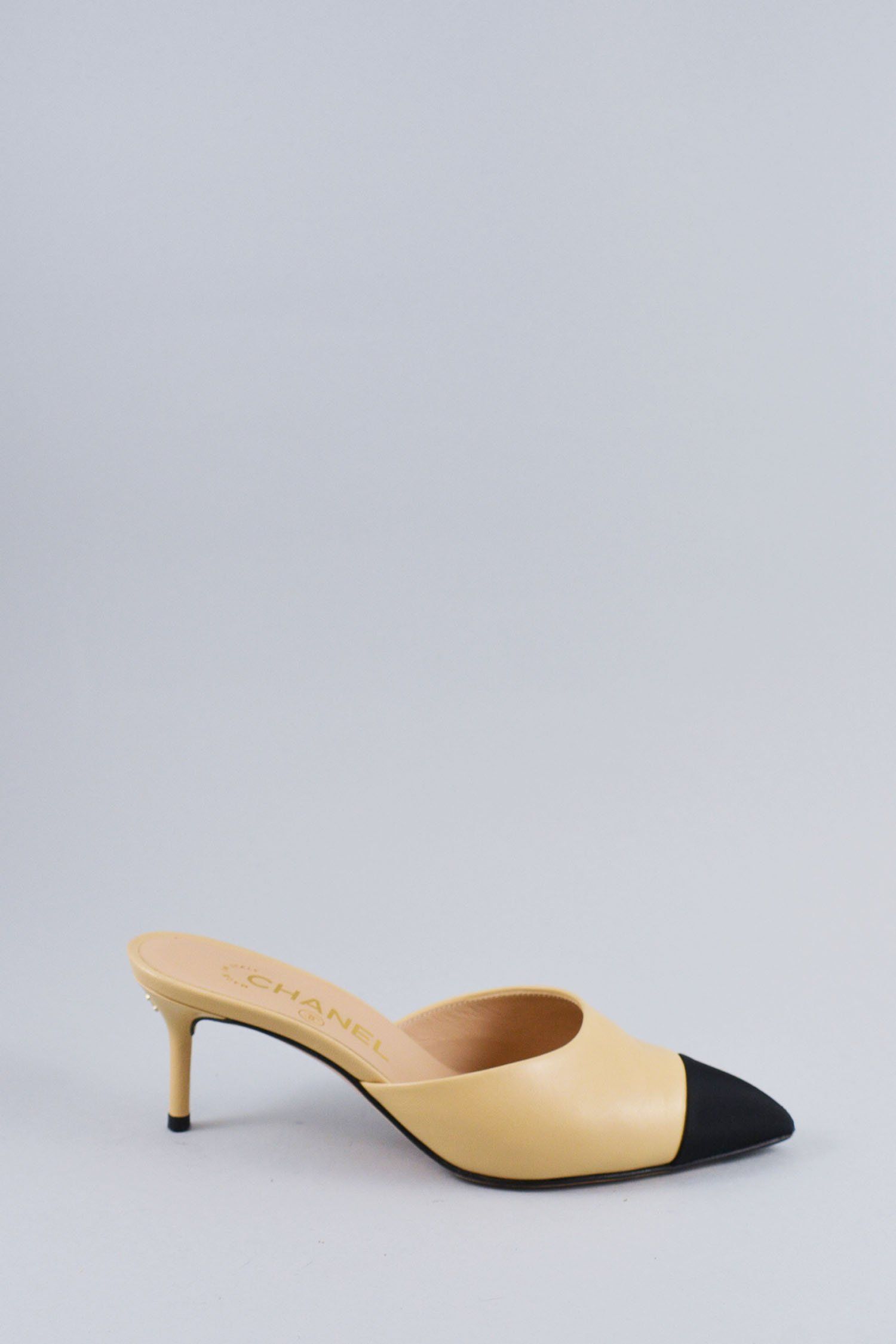 chanel cap toe mules