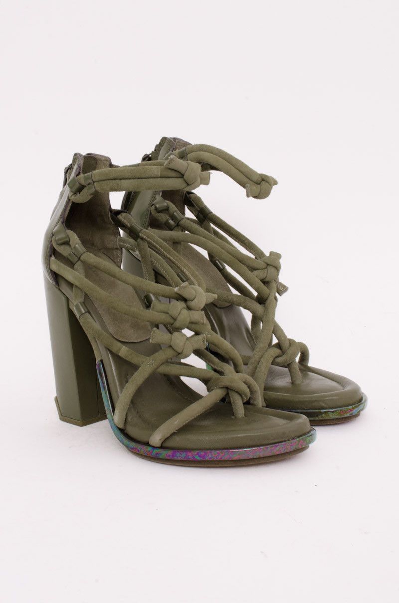 olive green block heels