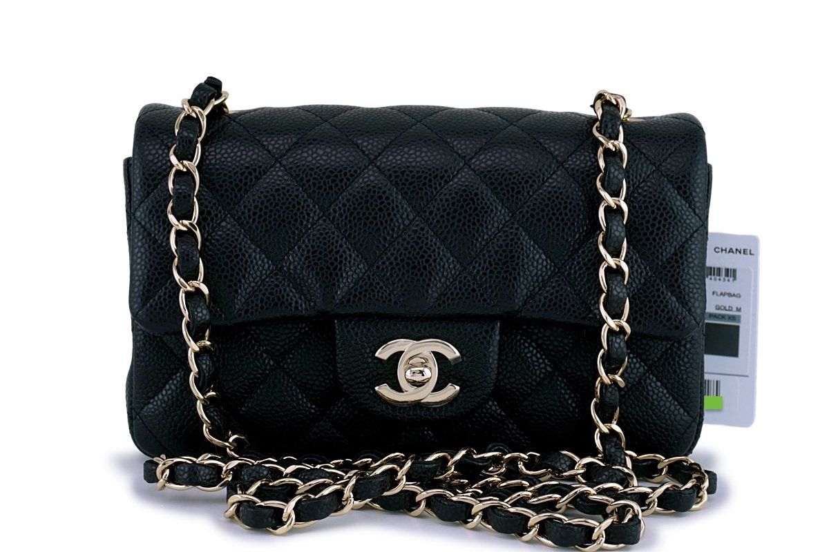 chanel rectangular mini black caviar