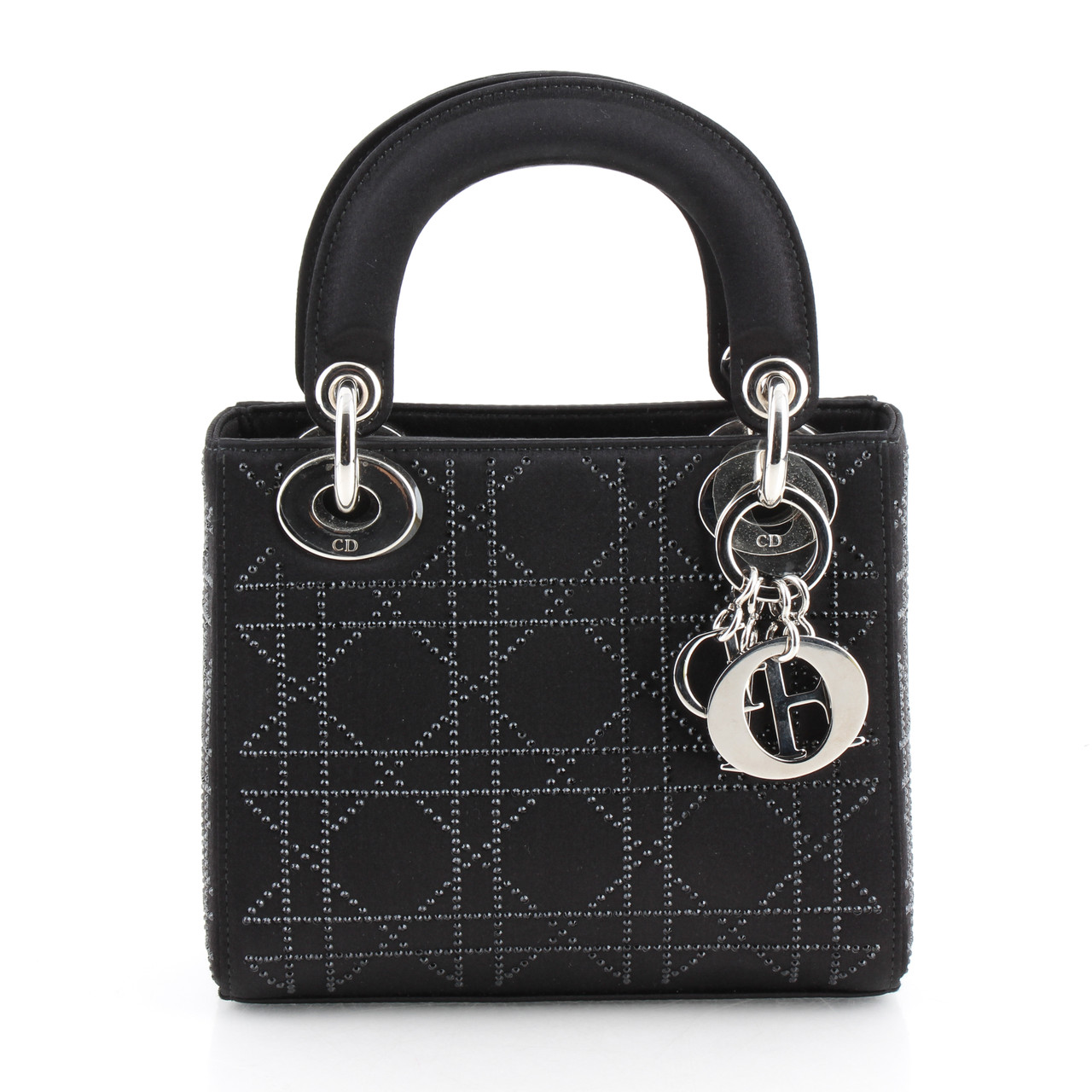 Christian Dior Limited Edition Black Satin Swarovski Mini Lady Leprix