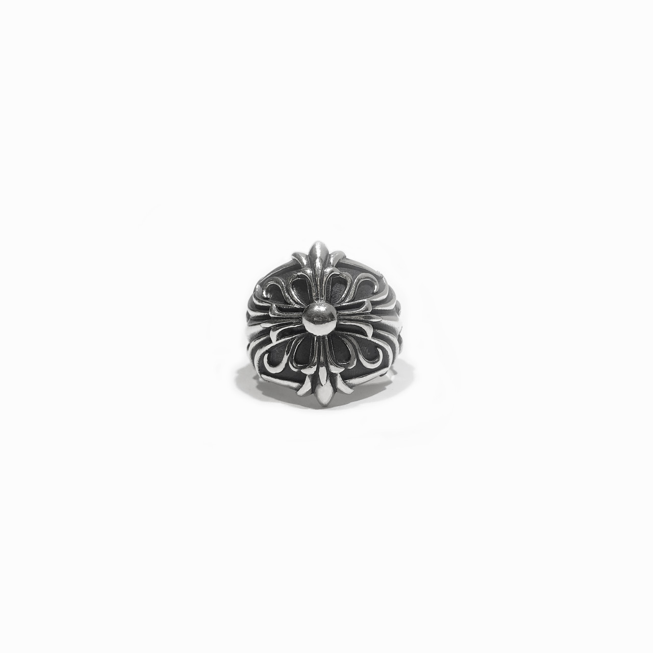 Chrome Hearts Double Floral Sterling Silver Open Back Ring Leprix Chrome Hearts Double Floral Sterling Silver Open Back Ring Leprix