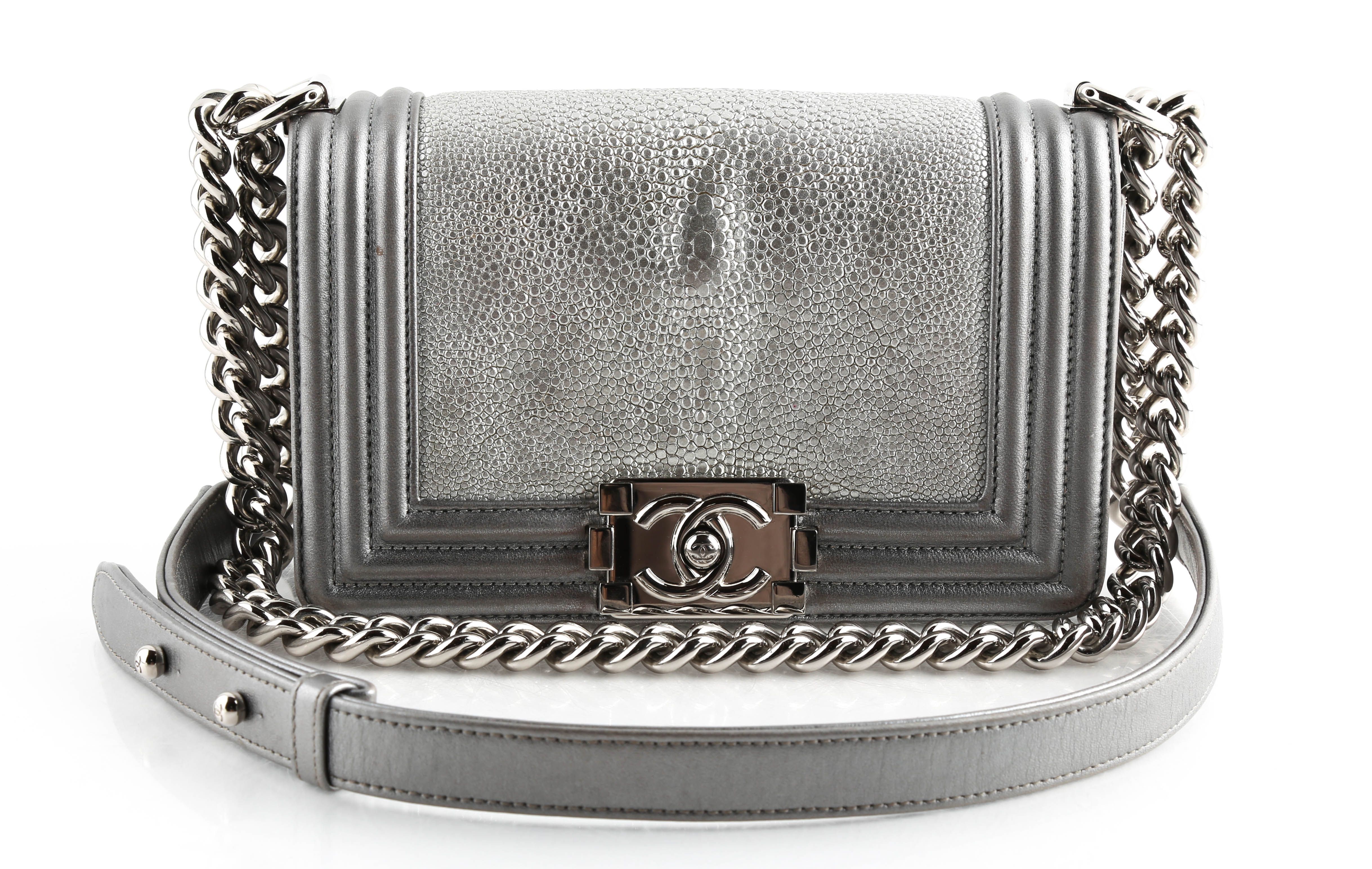 chanel boy silver