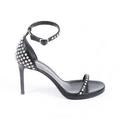 black leather studded sandals