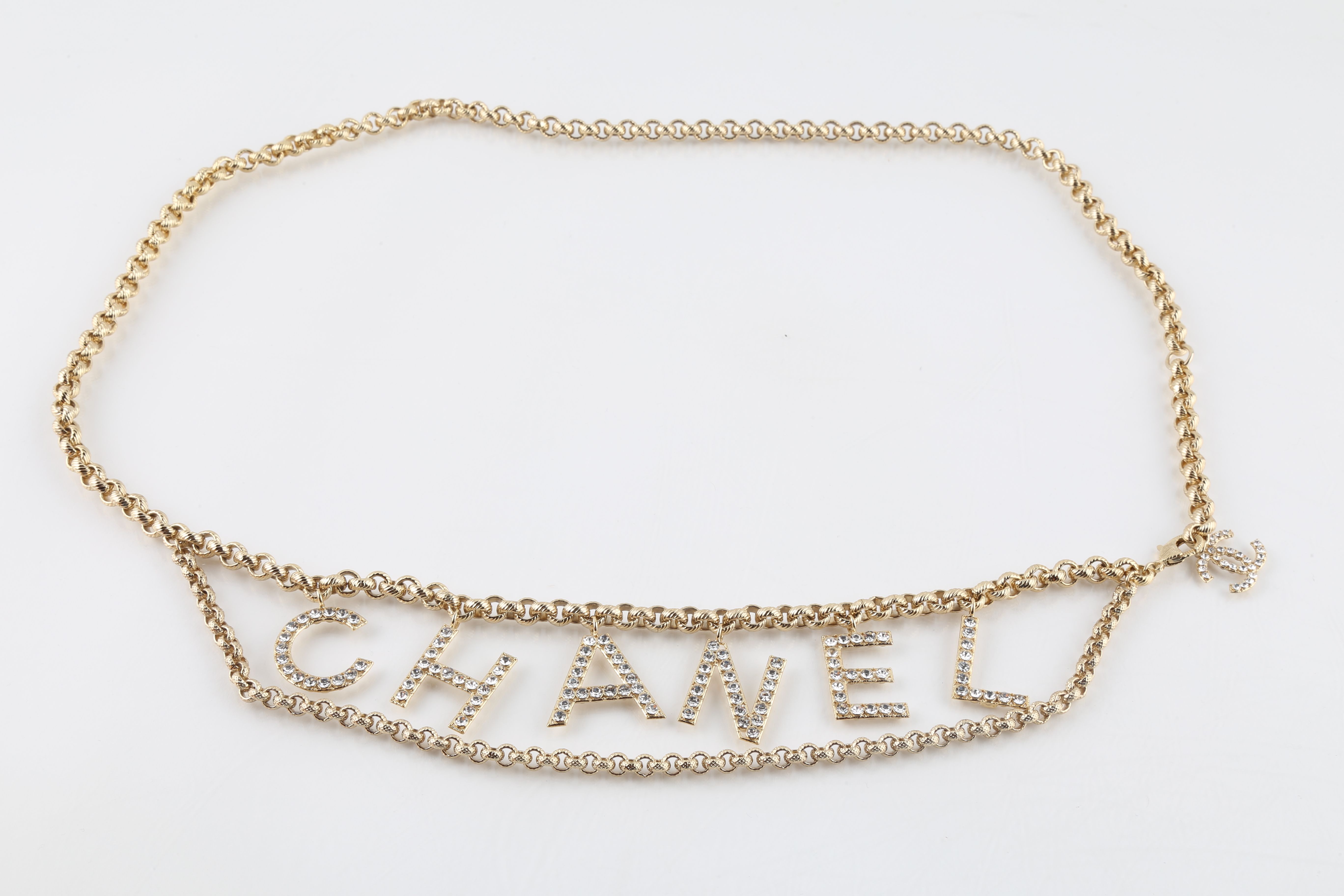 Chanel Gold Metal Crystal Waist Belt 