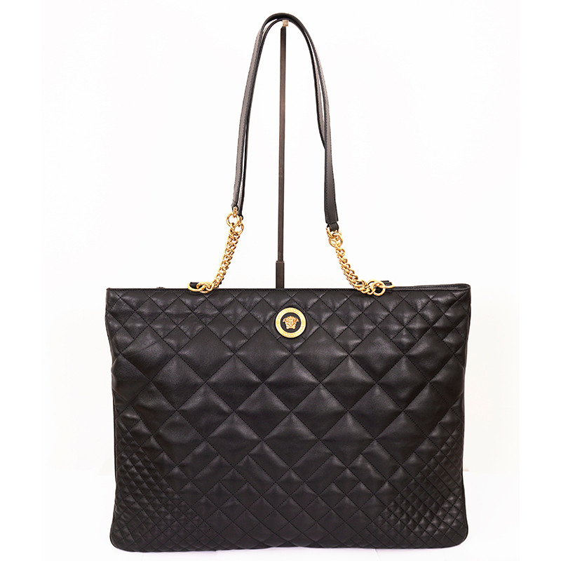 Versace Black Handbag With Gold Hardware