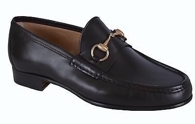 black leather horsebit loafers