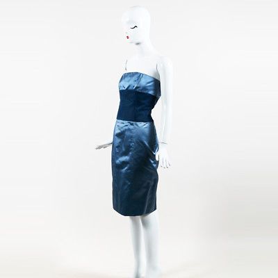 blue velvet strapless dress