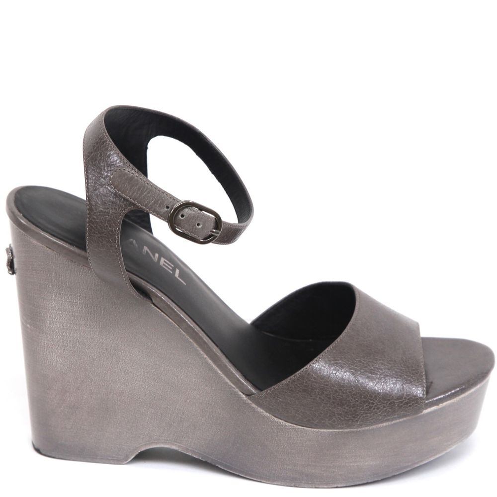 silver grey wedge sandals