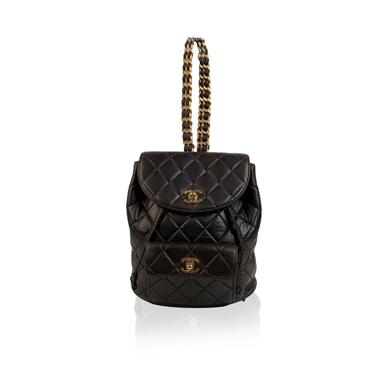 Chanel Vintage Black Quilted Leather Small Backpack Shoulder Bag Leprix