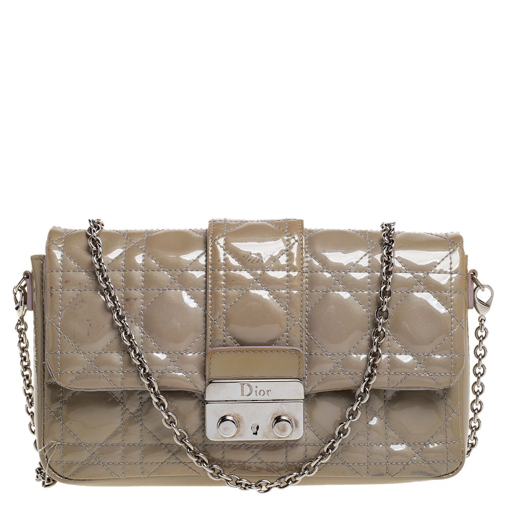 beige patent leather clutch