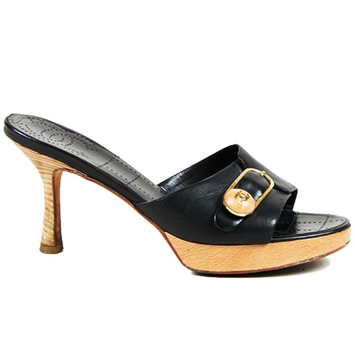 chanel wooden sandals