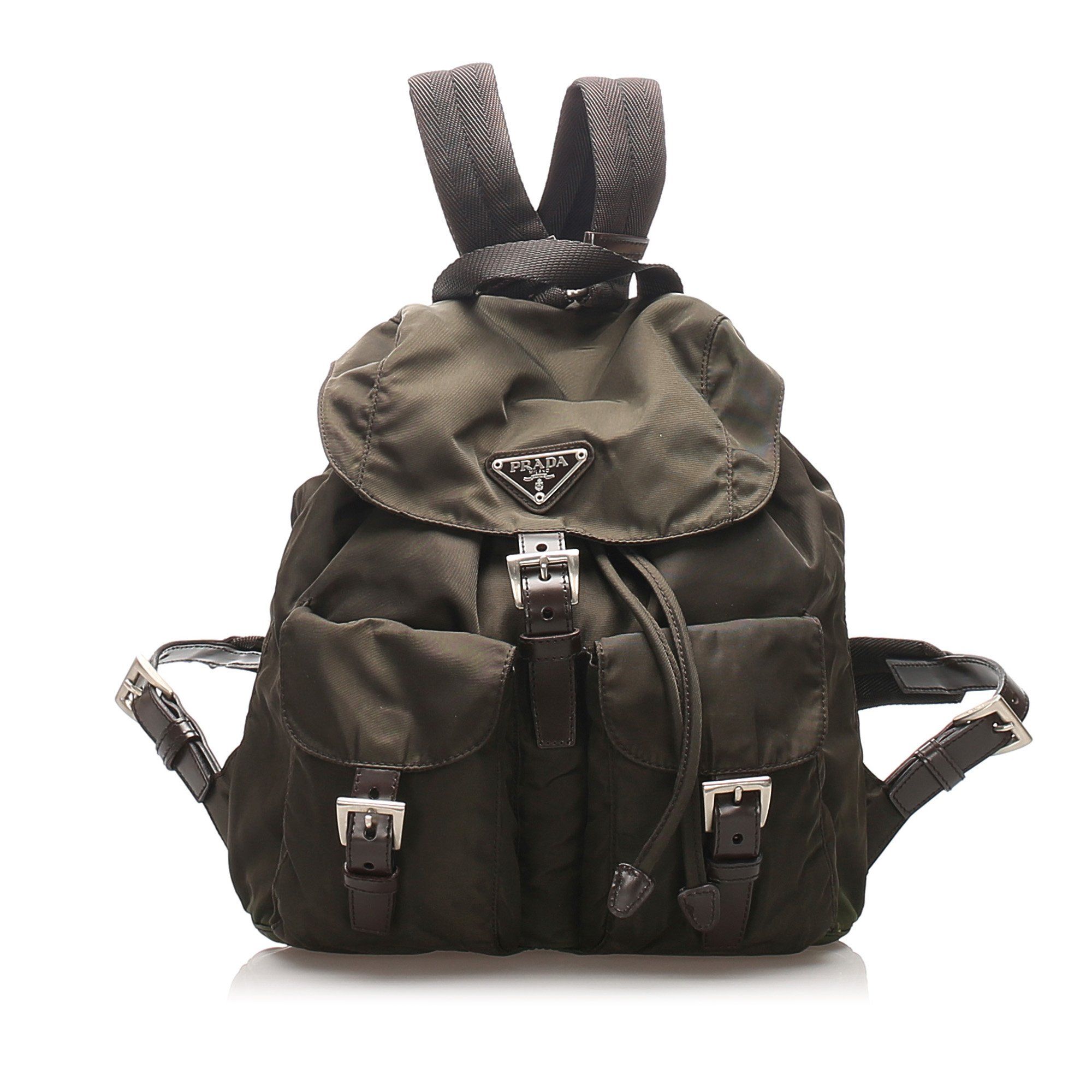 prada green backpack