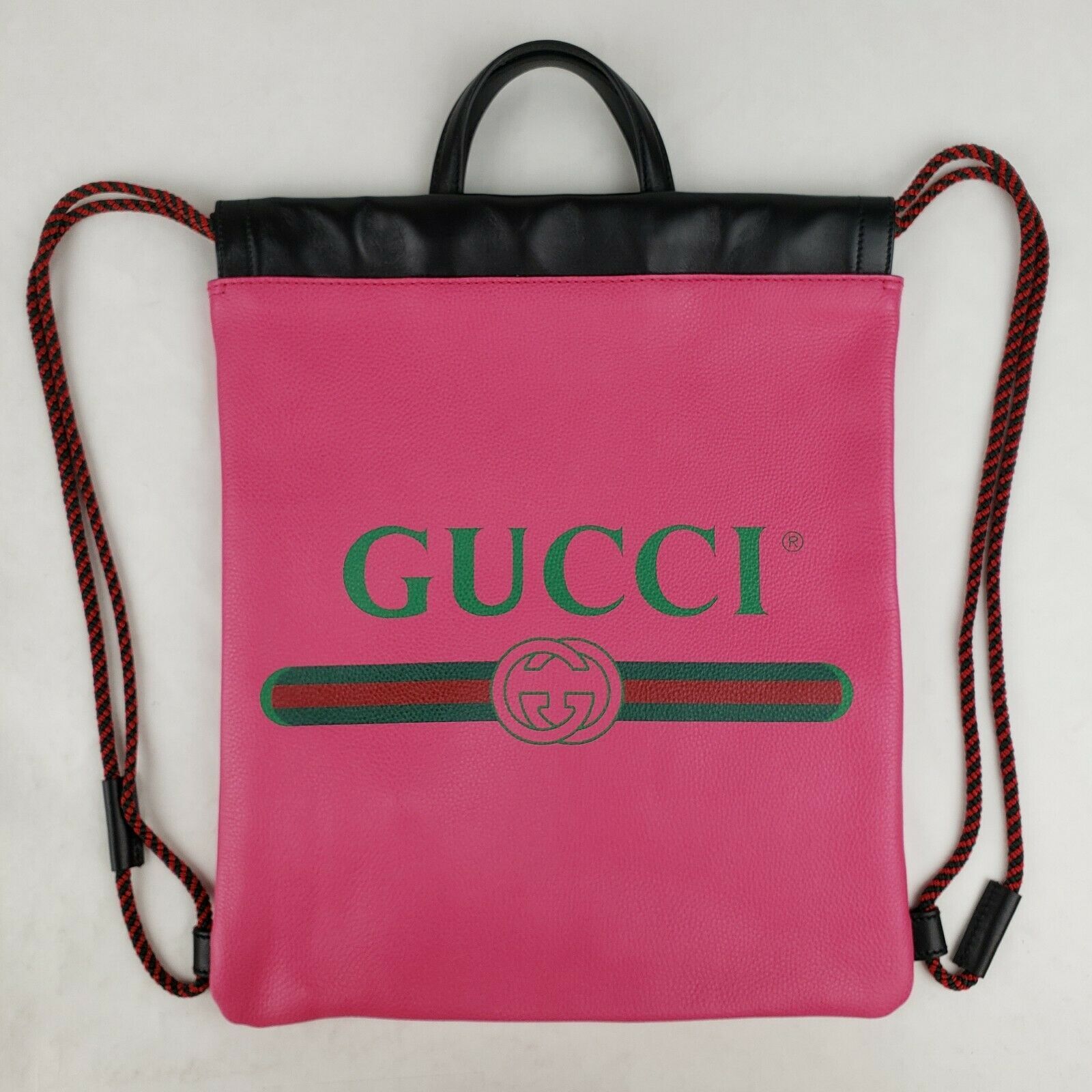 gucci leather drawstring backpack