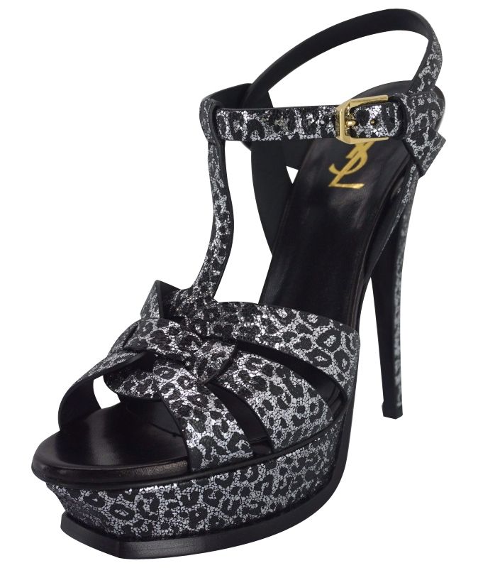 silver ysl heels