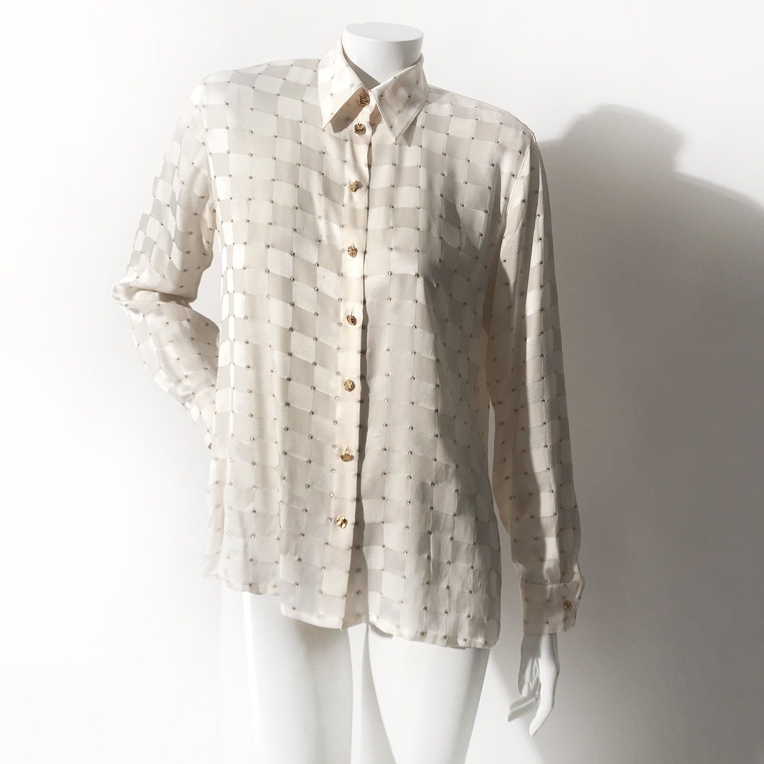 gold polka dot blouse