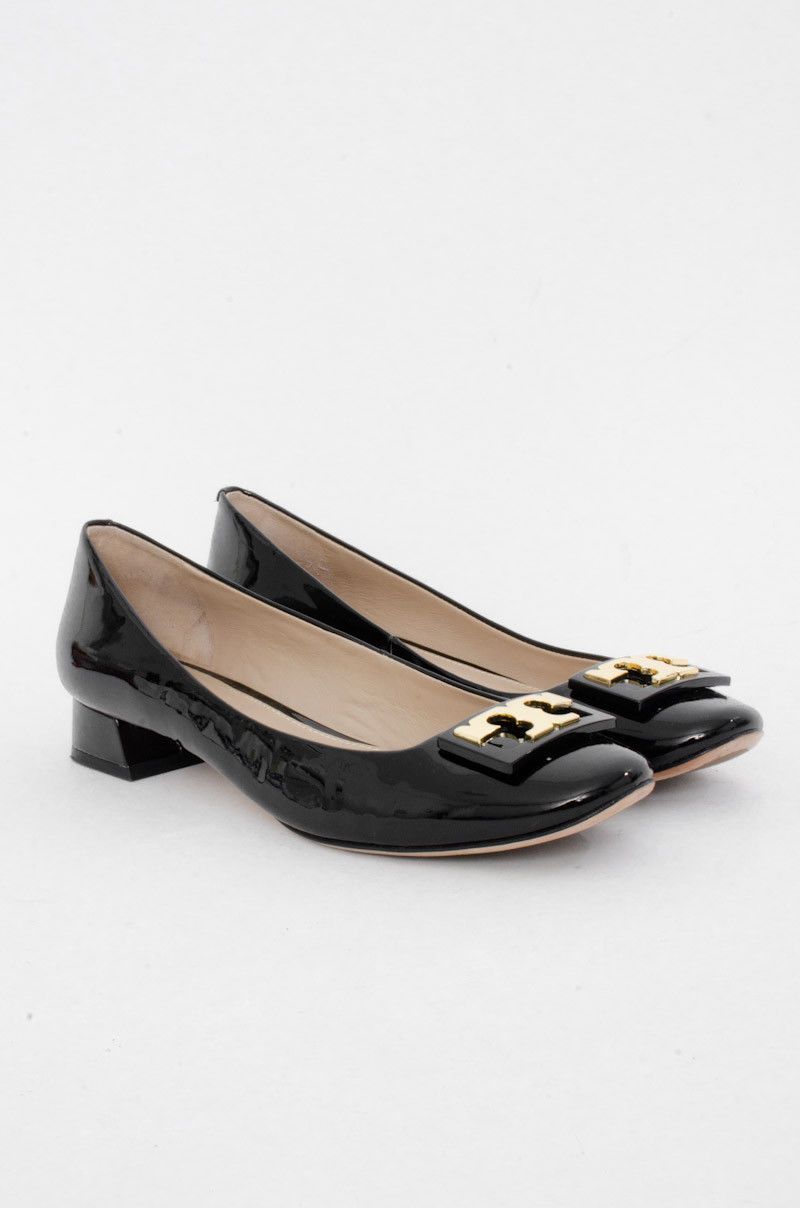 Tory Burch Gigi Black Gold Patent 