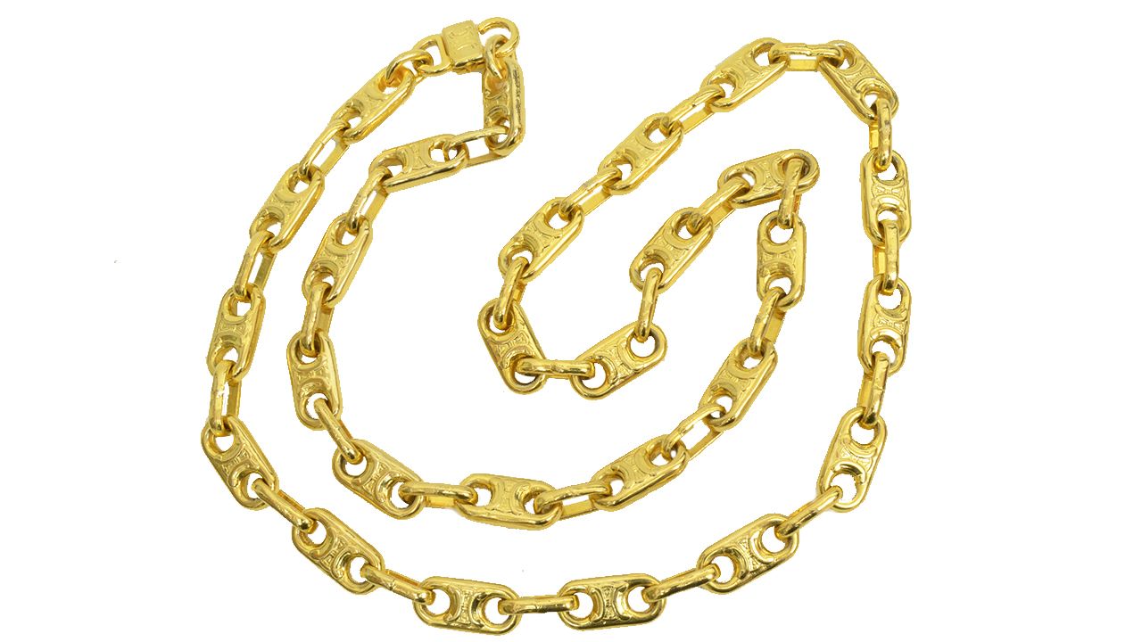 Link Chain Necklace Gp Emblem Vintage 