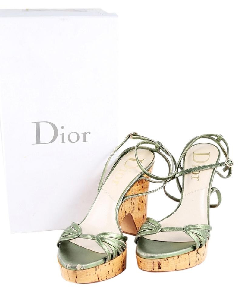 Christian Dior Platform Cork Sandals Green Size 8 5 Authenticity Leprix