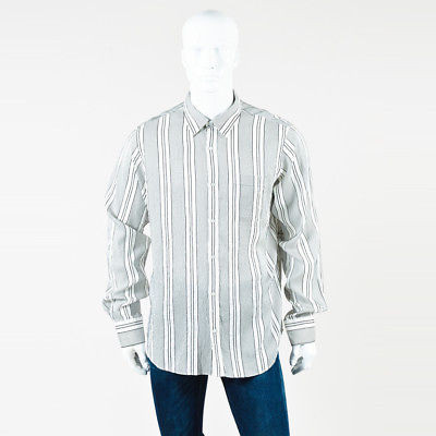 Mens Faith Connexion Nwot White Black Silk Striped Shirt Sz Xl