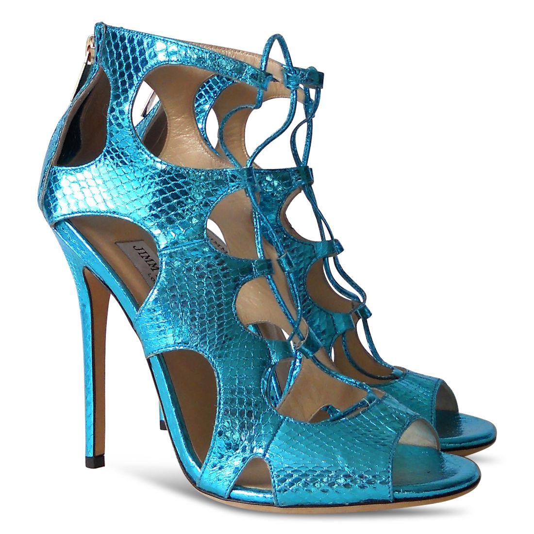 blue snakeskin sandals