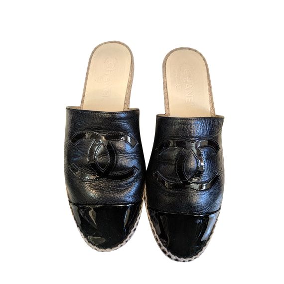chanel espadrille mules
