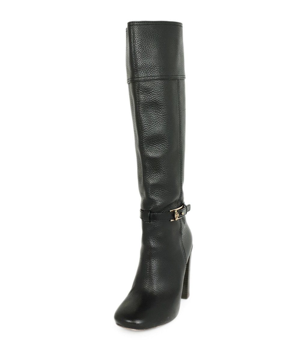 tory burch black leather boots