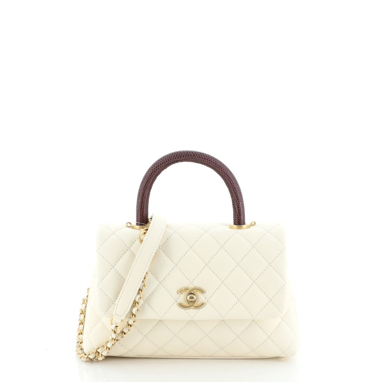 Coco Top Handle Bag Quilted Caviar With Lizard Mini Leprix Coco Top Handle Bag Quilted Caviar With Lizard Mini Leprix