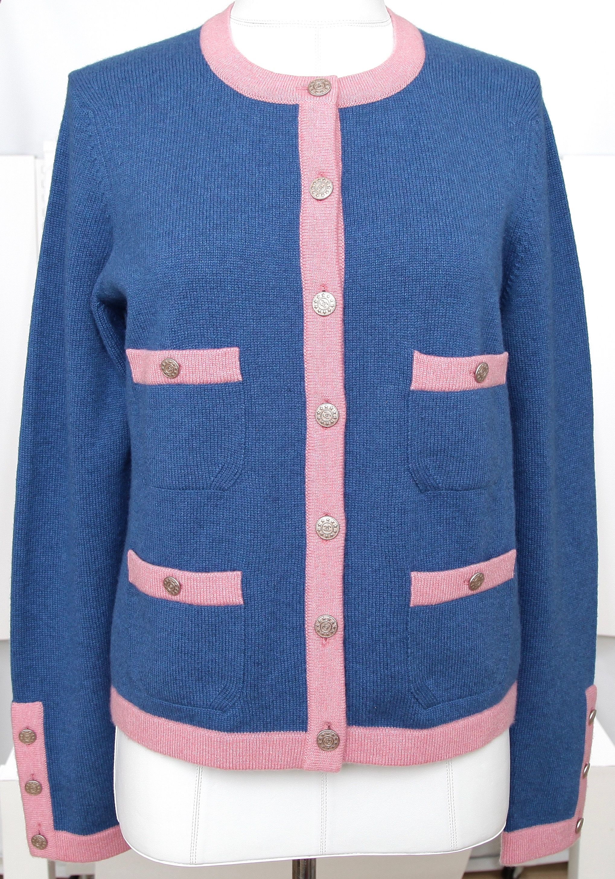 chanel blue cardigan