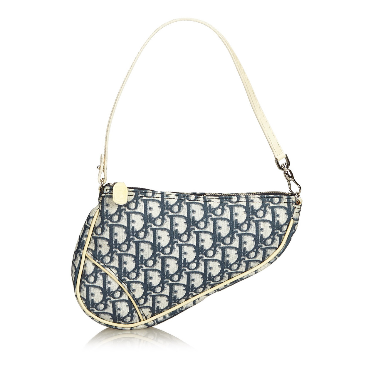 Blue Christian Dior Oblique Jacquard Mini Saddle Bag Leprix