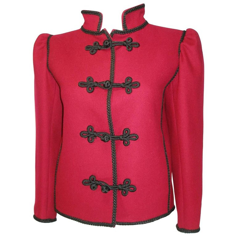 Circa 80 S Yves Saint Laurent Russian Collection Wool Red Jacket Size Fr40 Us10