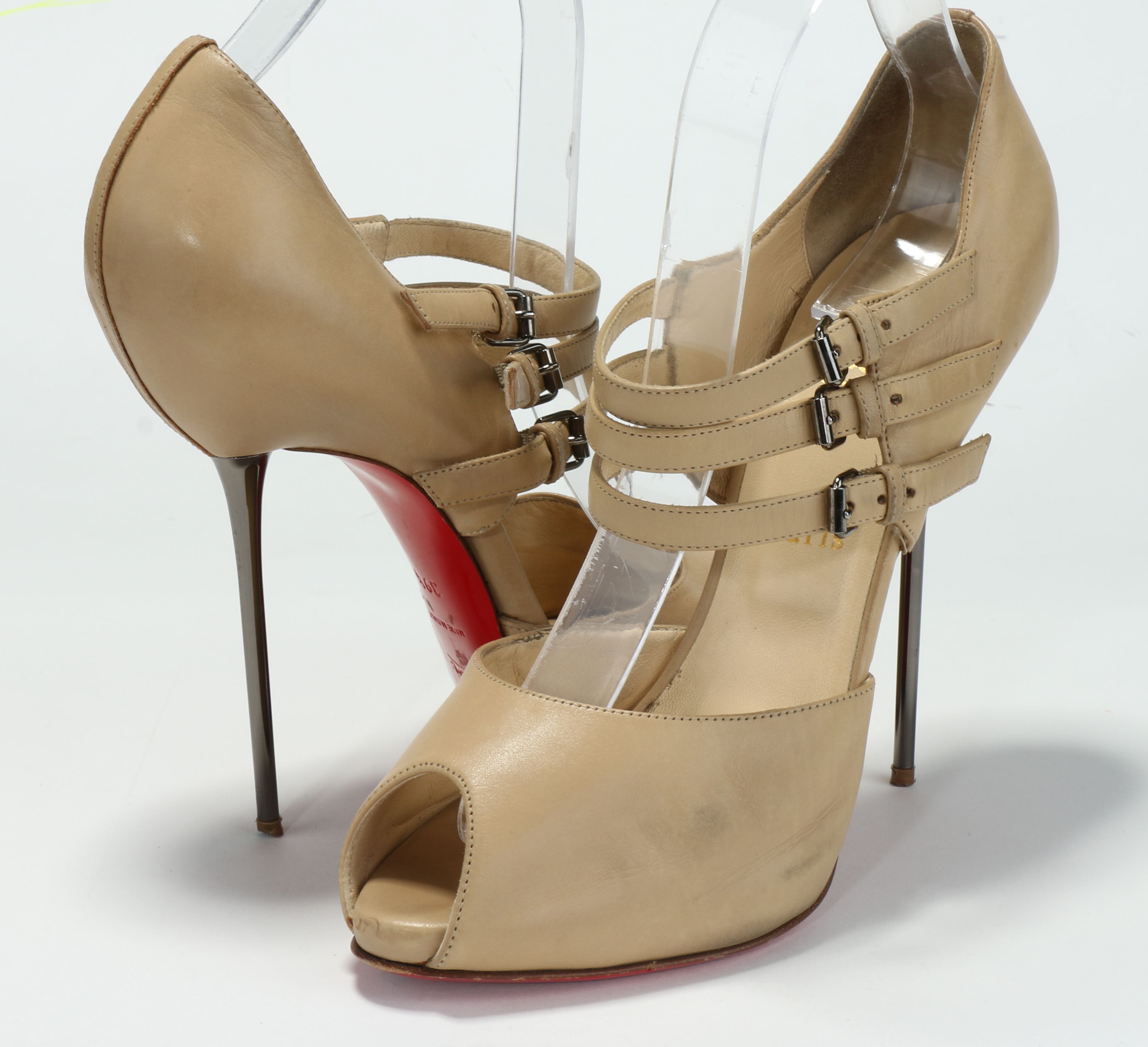 Christian Louboutin Nude Peep Toe Ankle 