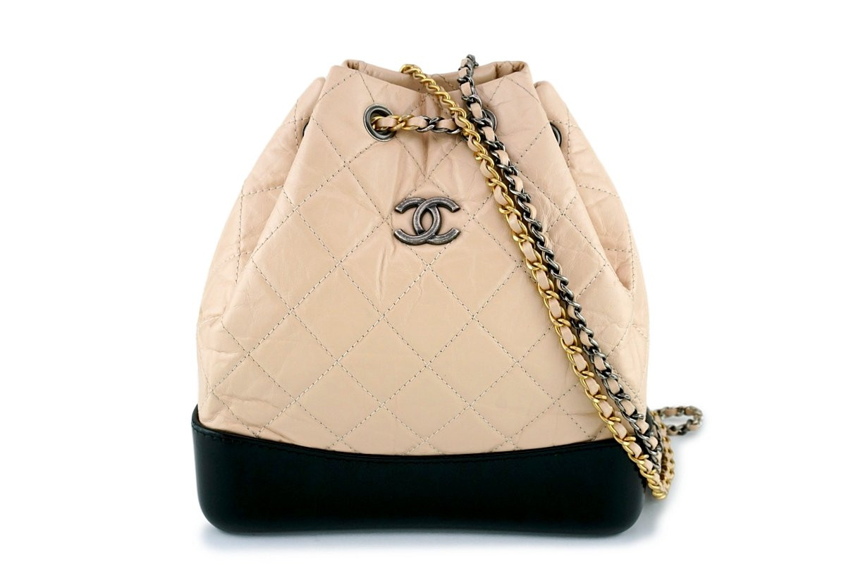 Chanel Beige Clair Black Small Gabrielle Backpack Bag Leprix