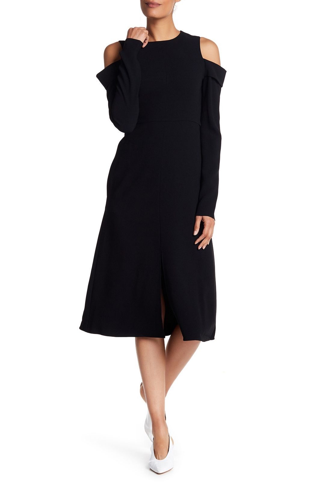 tibi cold shoulder dress