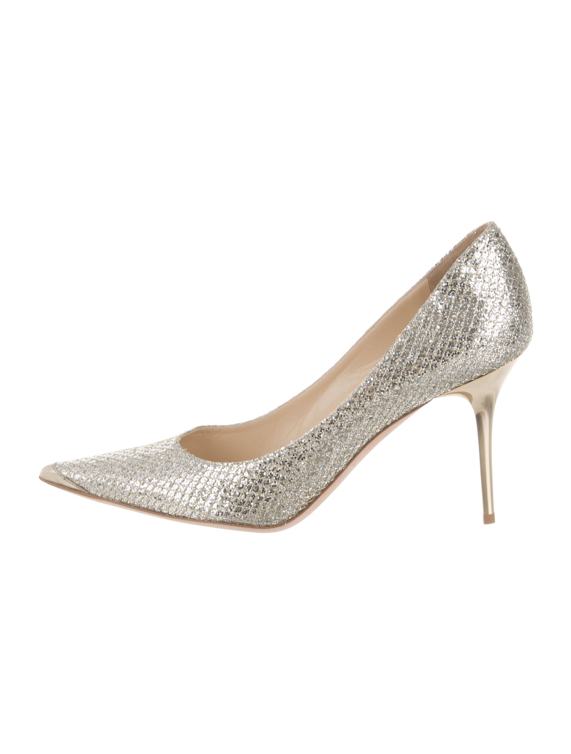 Jimmy Choo Silver Glitter Abel Pumps 