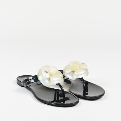 chanel camellia jelly sandals