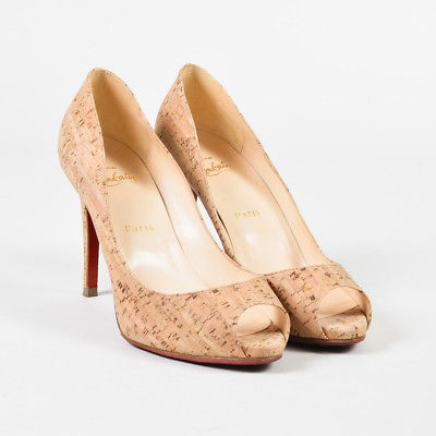 Christian Louboutin Beige Cork Peep Toe Christian Louboutin Beige Cork Peep Toe