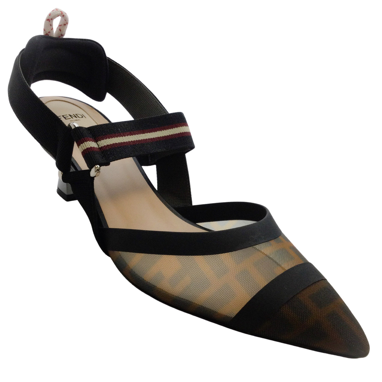 Fendi Colibri Runway Mesh Ff Slingback Pumps Leprix