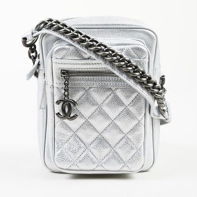 chanel silver quilted bag