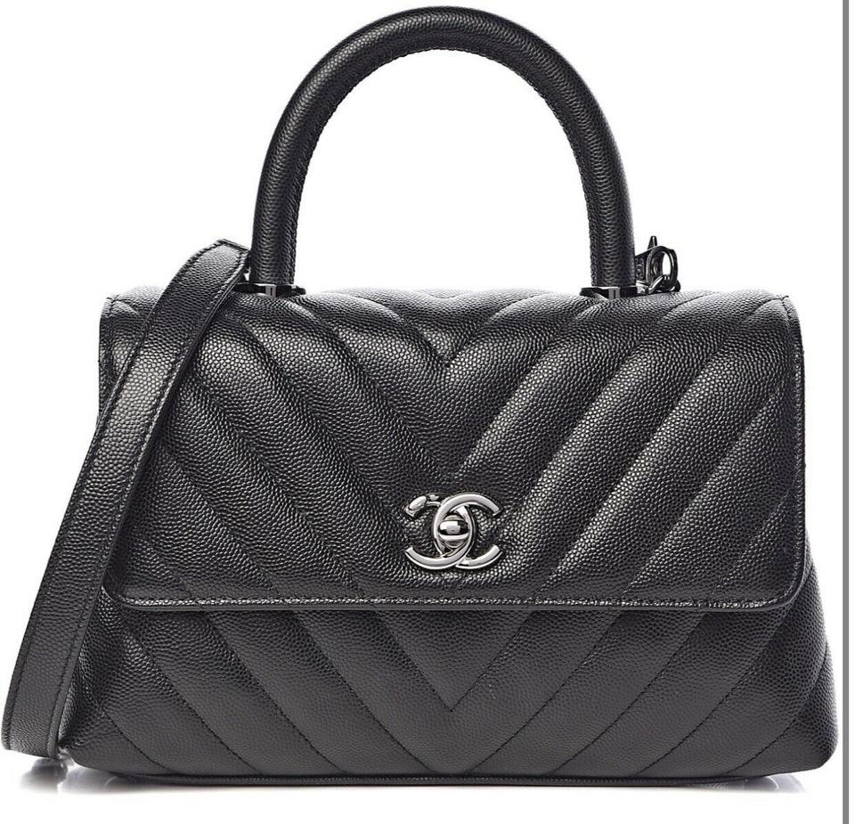 Chanel So Black Mini Coco Handle Caviar Flap Chevron Quilted 5ca423 Leprix Chanel So Black Mini Coco Handle Caviar Flap Chevron Quilted 5ca423 Leprix