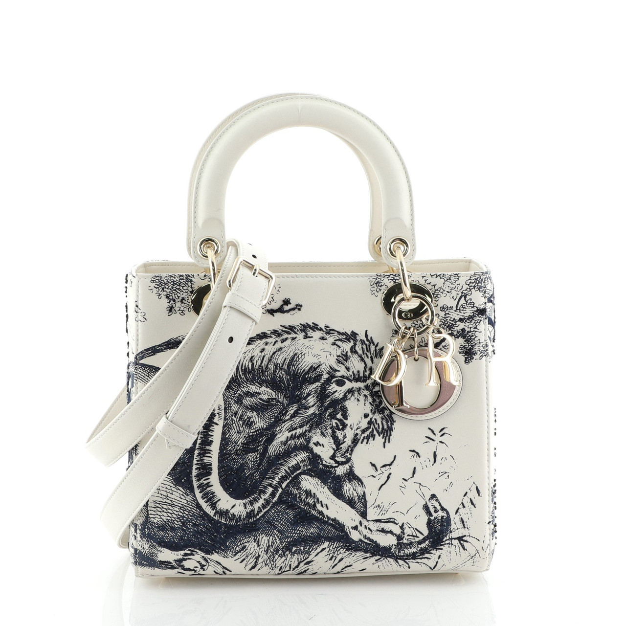 Toile De Jouy Lady Dior Bag Beaded Leather Medium Leprix