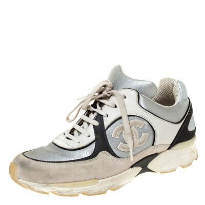 silver chanel trainers