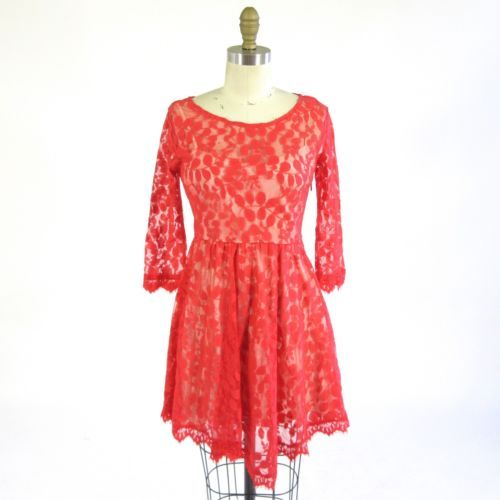 free people red lace dress