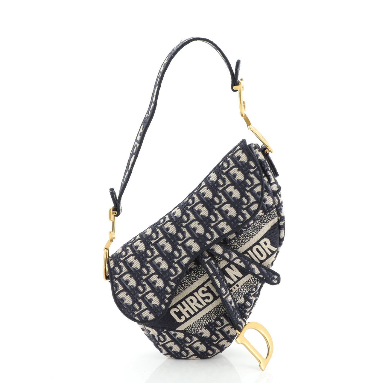 Saddle Handbag Logo Embroidered Oblique Canvas Medium Leprix