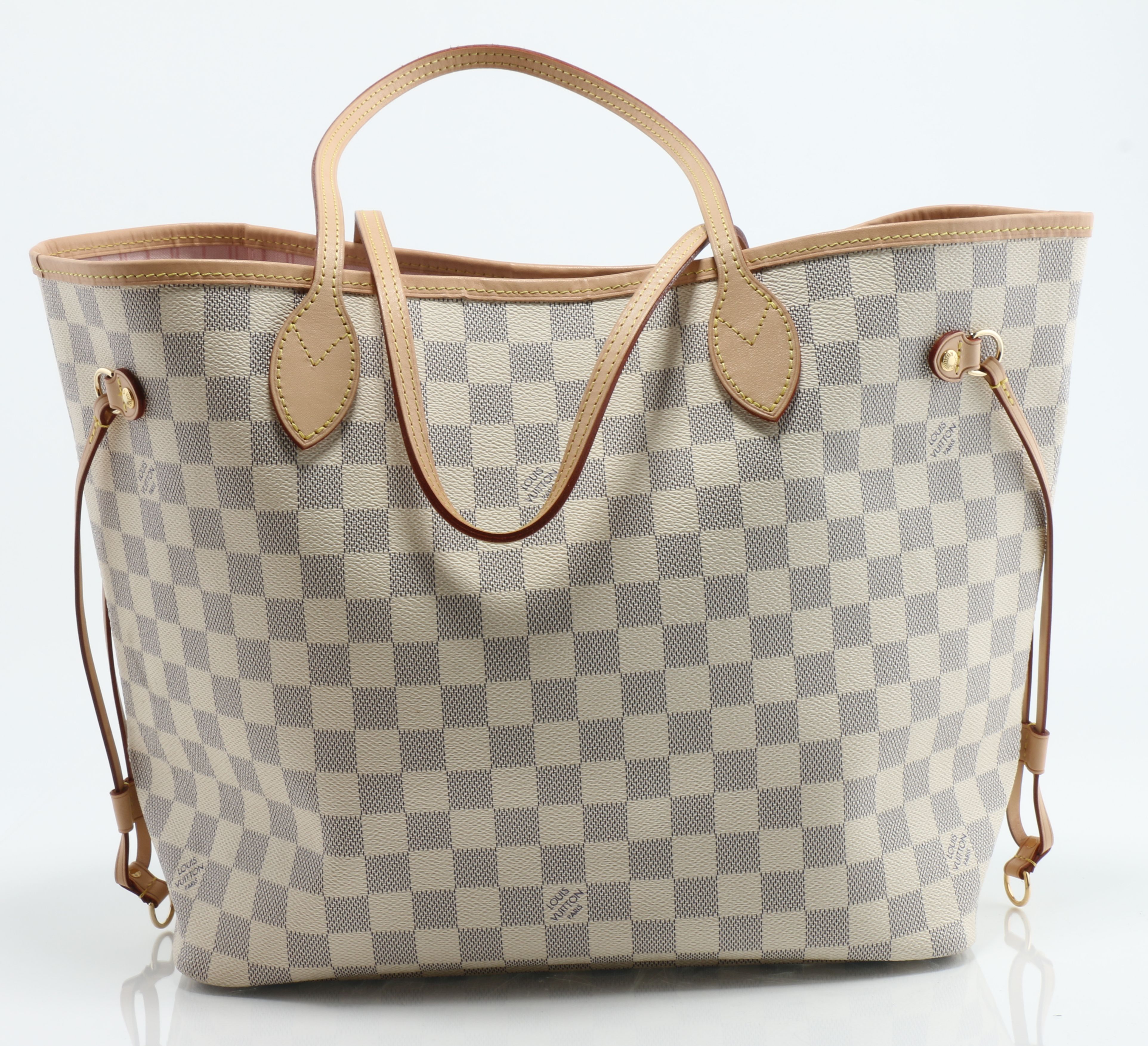 louis vuitton damier azur neo neverfull mm rose ballerine
