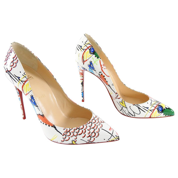 Christian Louboutin Loubitag Scribble So Kate White Pumps Heels 40 Leprix Christian Louboutin Loubitag Scribble So Kate White Pumps Heels 40 Leprix