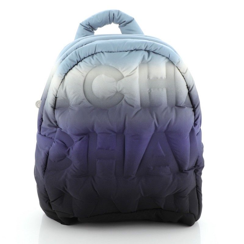 chanel embossed nylon backpack