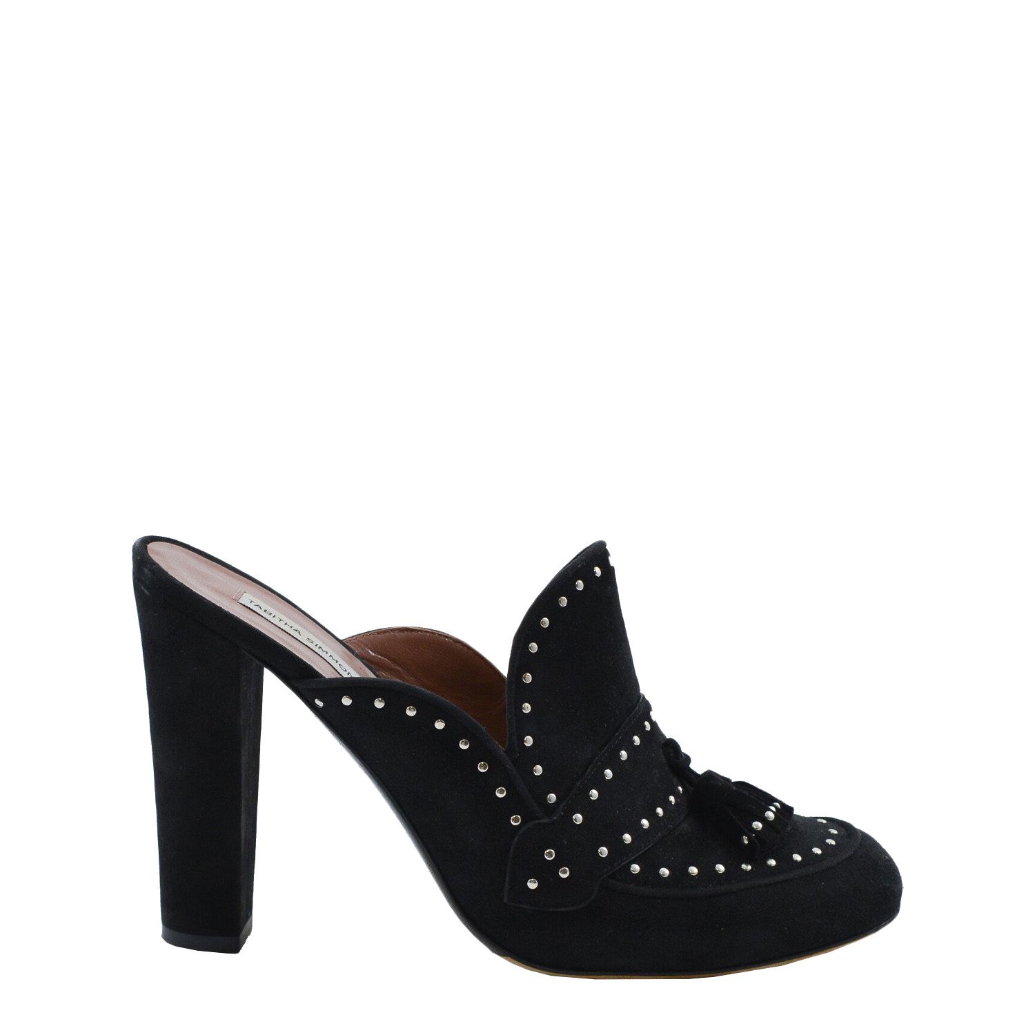 black studded mules